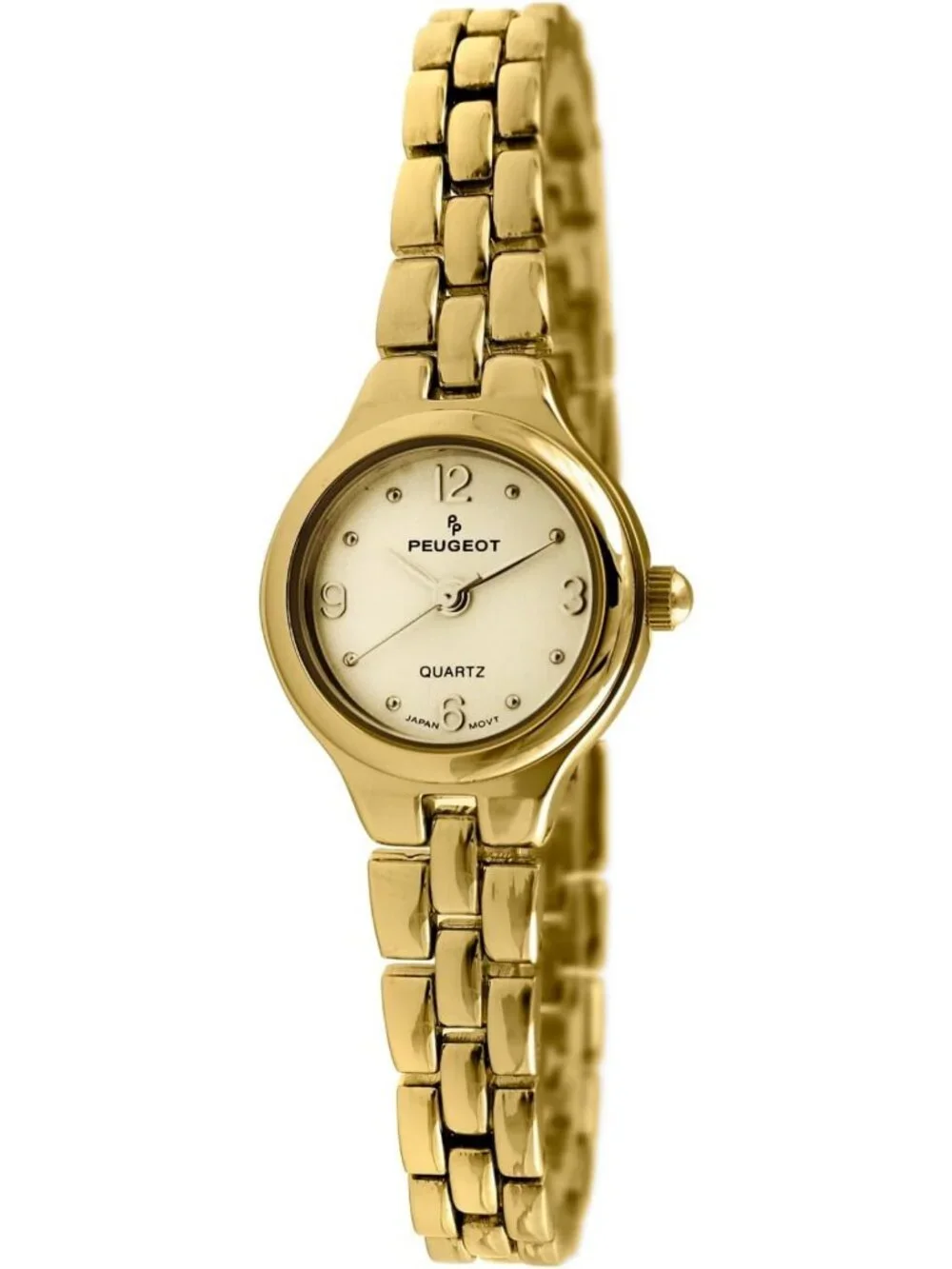 Elegant 14K Gold Plated Petite Women's Wrist Watch with Link Bracelet - Timeless